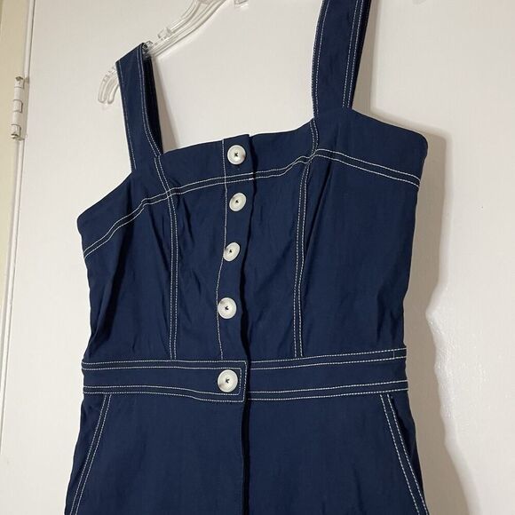 Anthropologie Maeve the colette the portside button-front romper navy blue US 10 - Picture 6 of 7